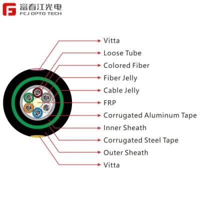 Loose Tube Fiber Optic Cable Buried Double Jacket Armored Cable Gyfta53 24b1.3