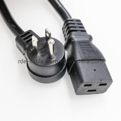 Left Angle 5-15p to C19 Power Cords, 15 AMPS, 125V, 14/3 Sjt UL