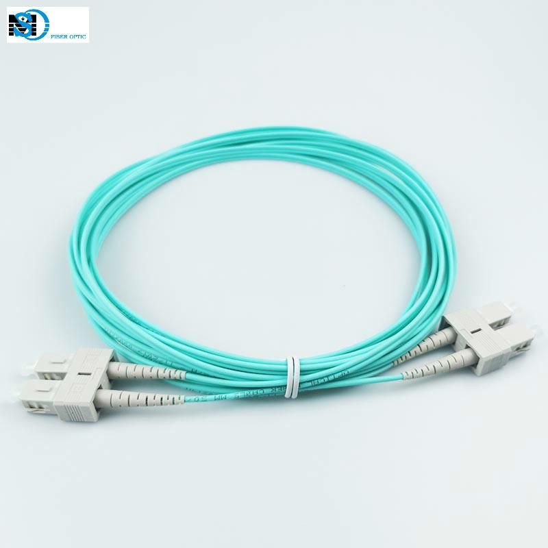 Multimode Sc/Upc Om3 Fiber Jumper 3m Aqua Fiber Optical Patch Cord