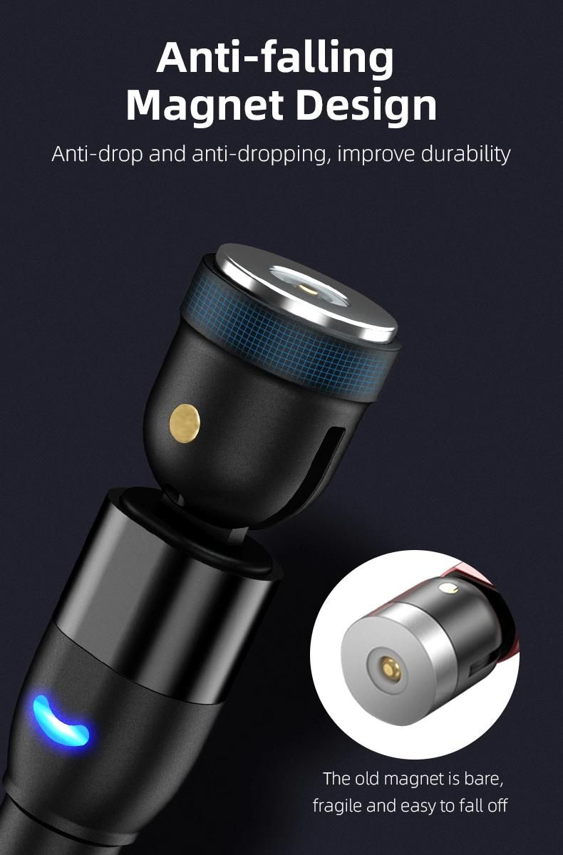 2021 New Product Hot Wholesale LED Flowing Light Magnetic Charging Cable Cellphone Fast Micro USB Cable Charger Data Cable Line