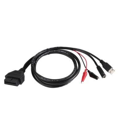 OBD 16pin Female to USB, DC5.5 and Power Clip Auto Diagnostic Cable Assembly