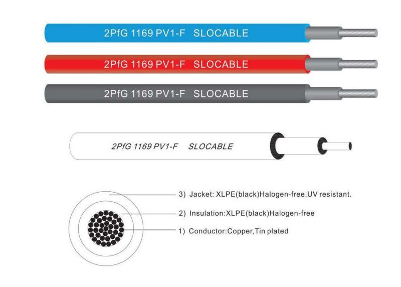 TUV H1z2z2-K PV1-F Halogen Free Thermosetting Insulated/Sheathed Single Core Electric Wire DC PV Solar Cable