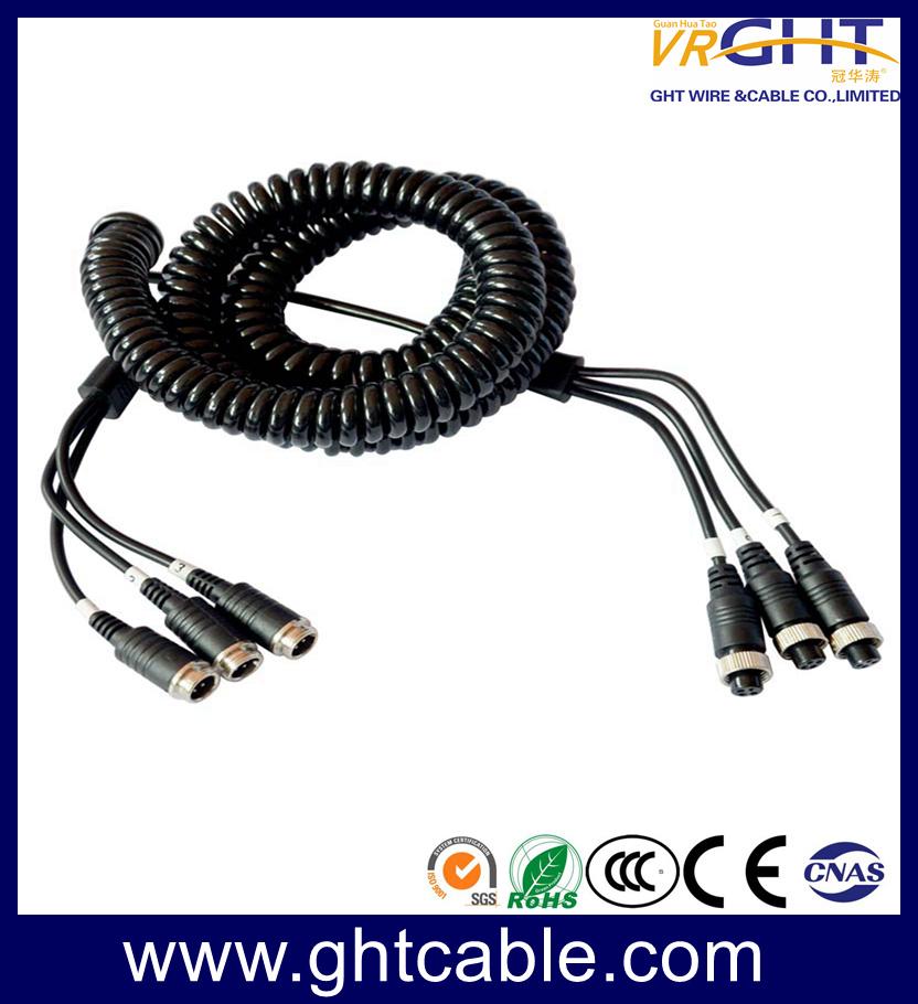 7 Core Spring Wire Trailer Cable, 7 Pin Truck Electric Coiled 4p Aviation Connector Camera Semi-Trailer Spiral Cable