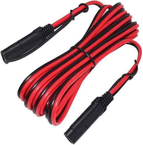 SAE Extension Cable 16AWG- SAE to SAE Extension Cord12FT, SAE 2pin Bullet Quick Connect 16AWG Heavy Duty Wire Harness with Waterproof Cap