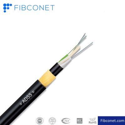 Single Mode Fiber Optic Cable ADSS 12 Core Outdoor Telecommunication Use