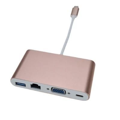 Mutilfunctional USB3.1 Type-C to USB3.0+RJ45+HDMI+Pd adapter