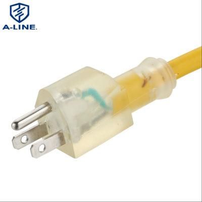 Us Transparent PVC Insulated 3 Pin Power Extension Cord Supplier