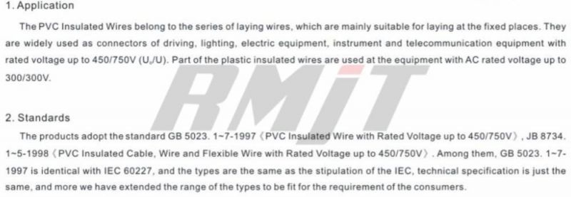 Housing Wire PVC Insulation and PVC Sheath Flexible Copper Wire