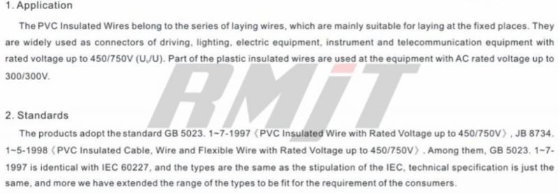 Housing Wire PVC Insulation and PVC Sheath Flexible Copper Wire