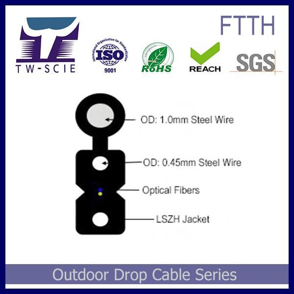 2 Core FTTH Indoor Drop Optical Fiber Cable