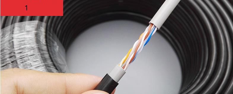 External CAT6 Outdoor Use Copper Reel Black Network Cable