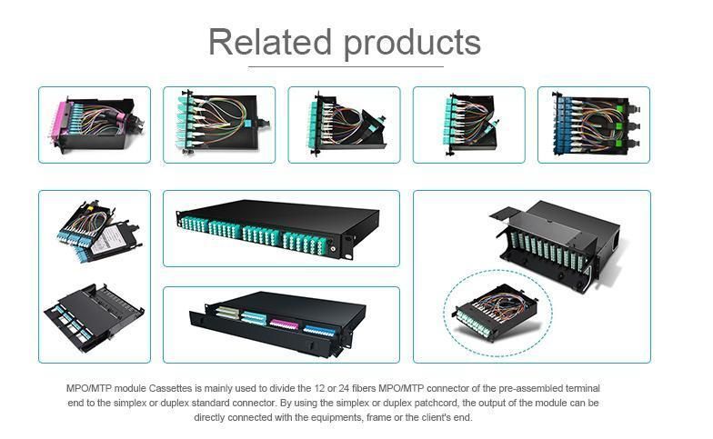 FTTX Solution Provider 24 Core MTP -LC Optical Fiber Cassette for Fiber Optic Box