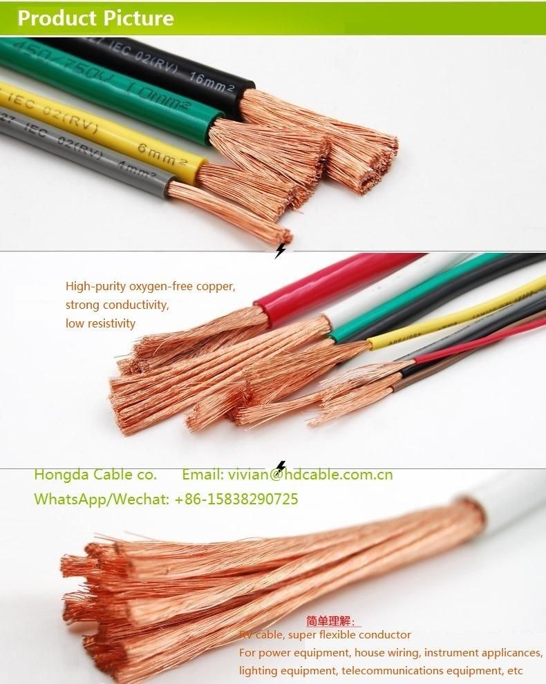Copper Flexible PVC Insulated RV Cable 1.5mm2 2.5mm2 4mm2 6mm2