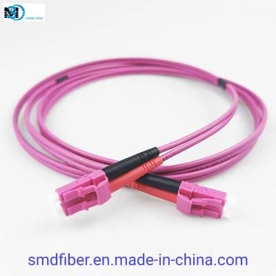 Duplex Om4 Multimode Fiber Optic Cable LC to LC Optical Patch Cord