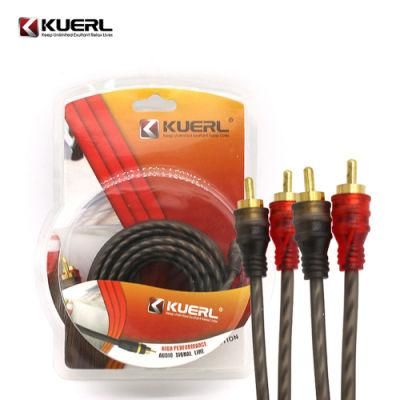 High Quality Bare Copper Wire 0.5/1.2/2/3/5m Car Audio RCA Cable with Color Box