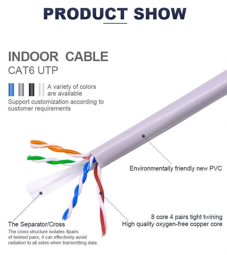 Computer Use RJ45 Connector PVC Jacket Copper Wire Cat 5e CAT6 UTP Indoor Network Cable Patch Cord