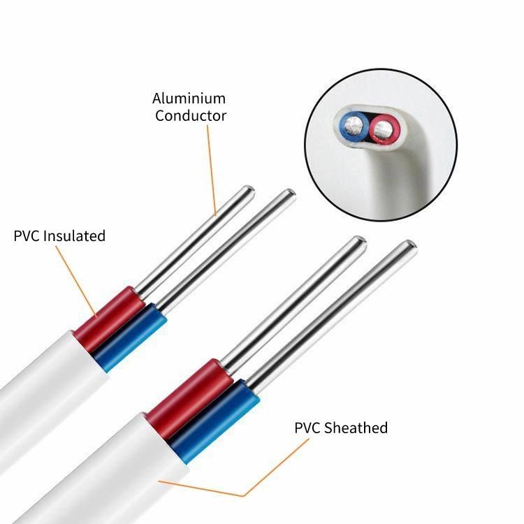 2.5mm 4mm 6mm 10mm Aluminium Core Environmental PVC Insulated PVC Sheathed Flat Cables