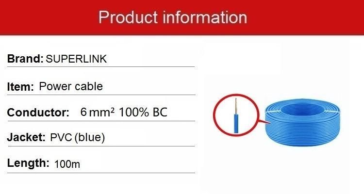 6mm2 Square Copper Wire Electrical Wire Socket Cable Power Cable for Central Air Conditioning