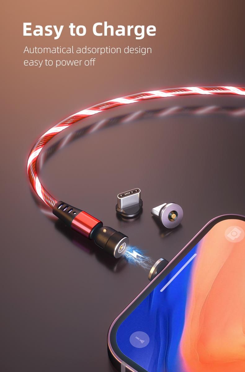 Hot Sale 3 in 1 2A Cable USB Fast Charger Magnetic Cable Type C Charging Magnetic Cable for Android iPhone
