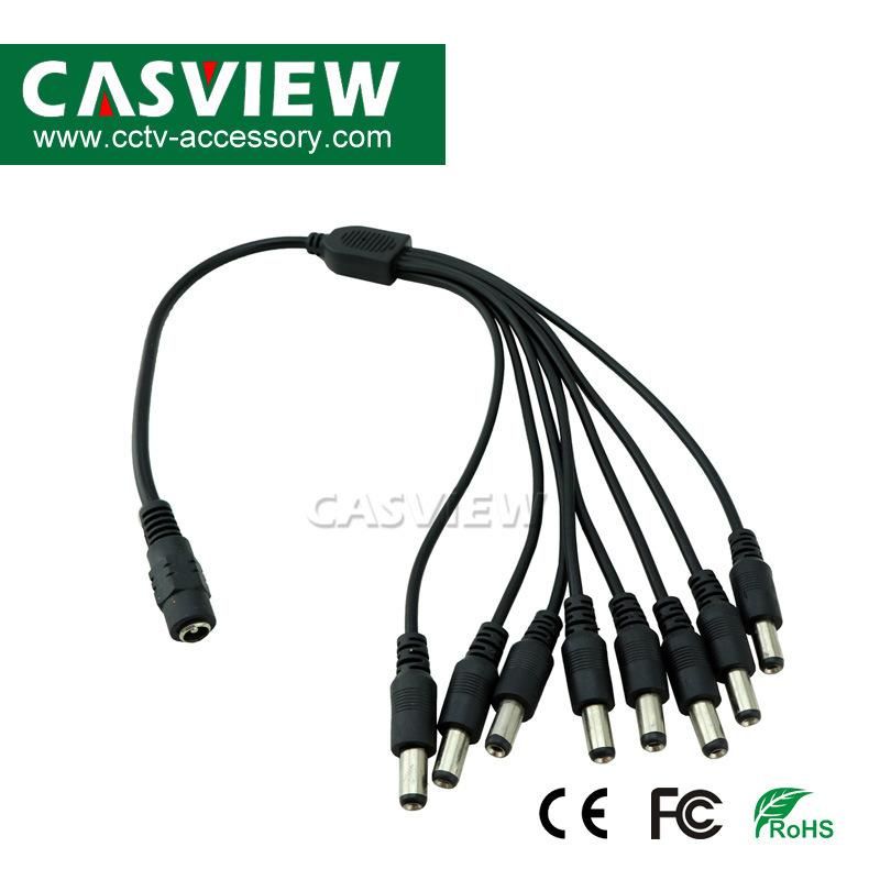 CCTV Cable DC 1 to 8 Power Connector Wire Splitter DC Power Jack Adapter 8 Way 12V Supply 5.5mm*2.1mm