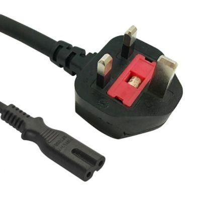 UK 2 Wire Type G Plug IEC 60320 C7 Connector Mains Power Cable Cord Custom Length Color