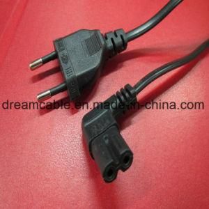1.2m Black VDE Kema EU 2pin Power Cord with Angle IEC C7