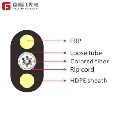 Fcj Opto Tech Indoor/ Outdoor Gyfxtby Flat Drop Cable FTTH Dry Core Cable G. 652D or G. 657A1 2f /2core Fiber Optic Cable