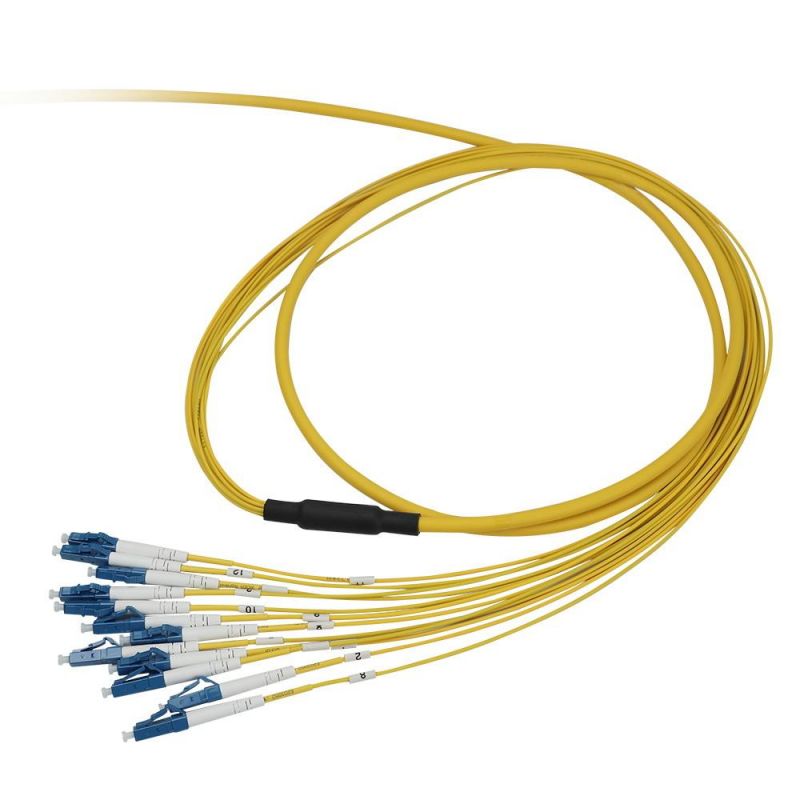 LC G652D 12 Cores Fanout Fiber Optic Fanout 5 Meters with Metal Fanout Kit
