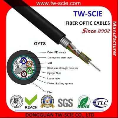 Steel Armored Optic Cable 24 Fiber Optical Fiber Cable GYTS