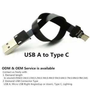 Xaja Newest Design 90 Degree Right Angle USB-C to Standard USB Flat Ribbon Cable FFC Data Charging Cable