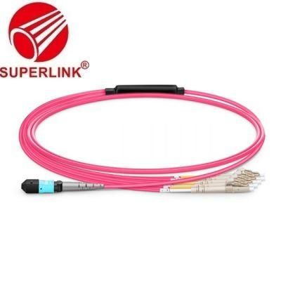 Fiber Patch Cords MTP Female to LC Upc Duplex Om4 Multimode Breakout Cable Fiber Jumper Pigtail