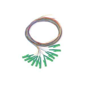 High Quality 12 Core Colored E2000/APC Fiber Optic Pigtails 1.5m Singlemode Pigtail