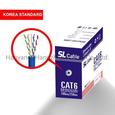 SL Brand Hy6002bl LAN Cable UTP CCA CAT6 24AWG PVC Computer Cable Blue 305m