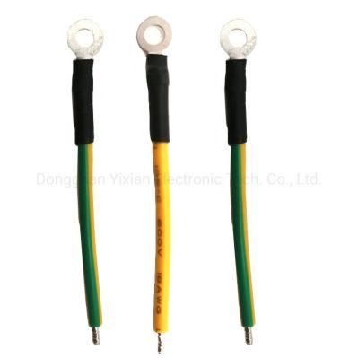 Custom 1015#18 Yellow/Green Ground Earth Cable with Ot Ring Round Terminal Wire Harness and Cable Assembly