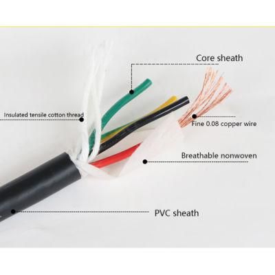 0.2/0.3/0.5/0.75/1/1.5 mm2 2/3/4/5 Core High Temperature PVC Pure Copper Core Flexible Machine Electric Wire Trvv Towline Cable