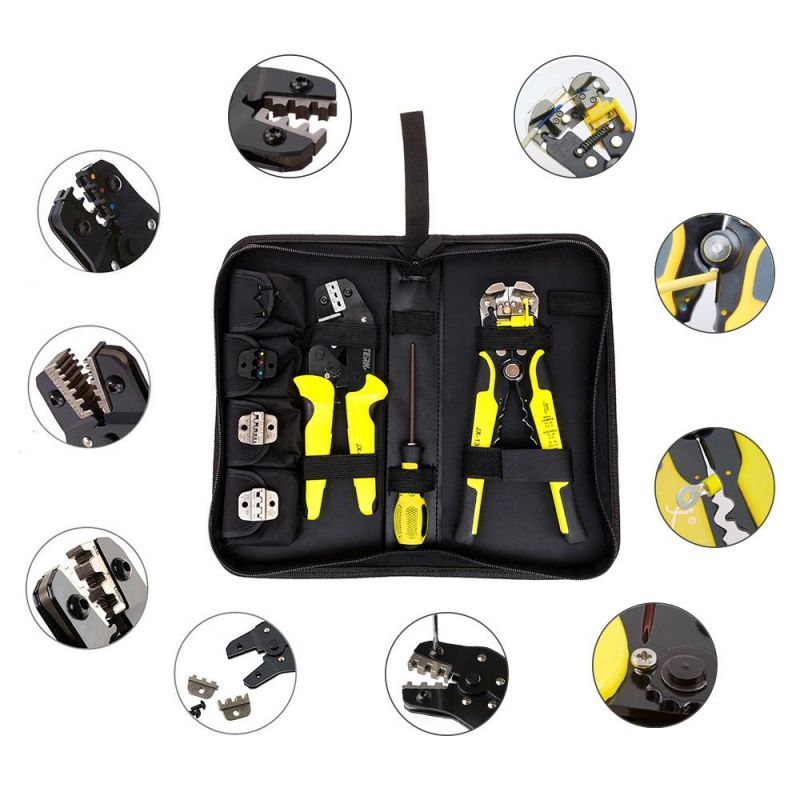 4 in 1 Multi Tools Wire Crimper Tools Kit Engineering Ratchet Terminal Crimping Plier Wire Crimper +Wire Stripper+S2 Screwdriver