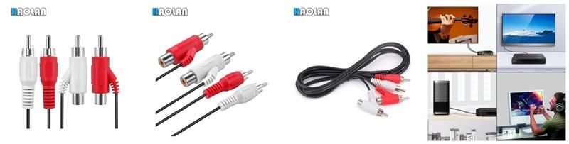 2 RCA Male to 2 RCA Male and Female Piggyback Audio Cable Black, Audio Cable, RCA Cable, for TV, DVD, Computer