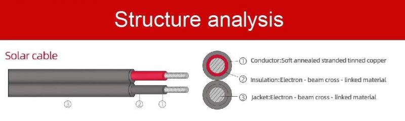 Solar Energy Electric Cable Power Cable 6mm Double Core Red Wire TUV UL