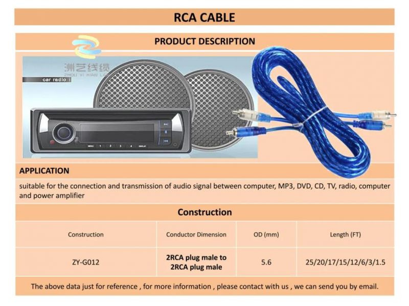 Zy-G012 RCA Audio video Cable