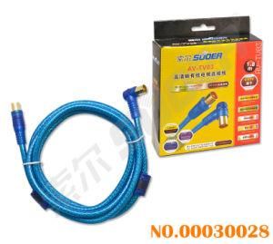 Transparent Blue Wire 1.8m Gold Plated Connector Right Angle Cable with Double Loop