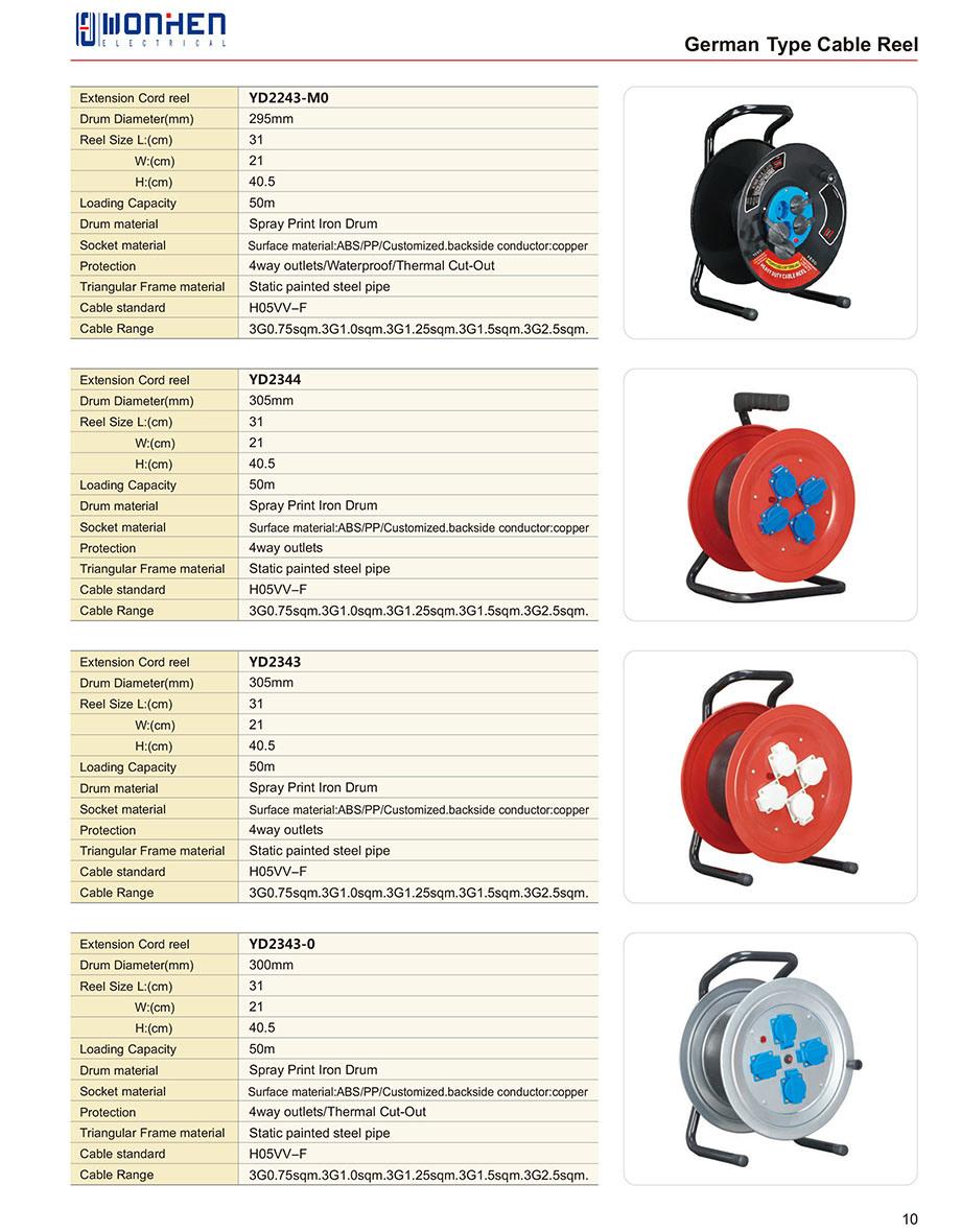 Ce Approval IP44 Socket Retractable Rubber Electric Cable Reel German Type