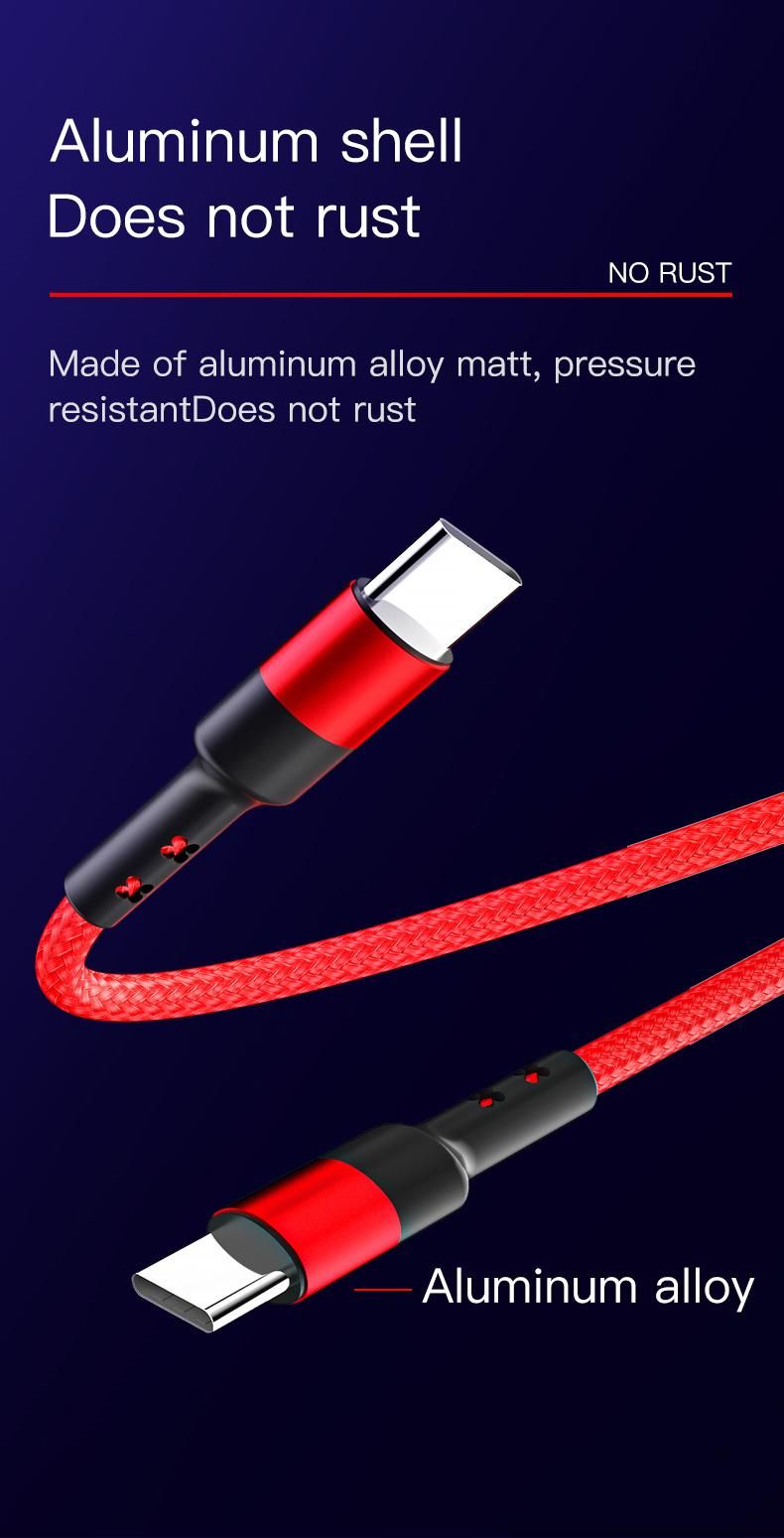 Best Selling Nylon Braided Type-C USB C to C Pd 18W Fast Charging Data Cable for Huawei Mate 10 Tablet Cables