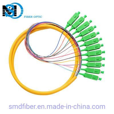 PVC Jacket Single Mode 12 Colors Sc/APC Optic Fiber Pigtail