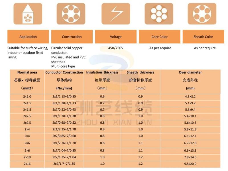 Africa Market Flat Cable with Earth Core Customized Size Copper Conductor Cable