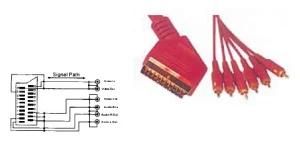 Scart Plugs, Jacks &amp; Pins to RCA Plugs With Cable (1-1212)