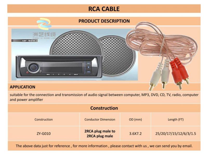 Zy-G010 RCA Audio video Cable