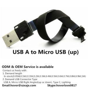 Xaja 50cm/70cm/80cm/90cm/100cm Long Range Ultra Thin USB Flat Ribbon Cable Standard Type a to Male Micro Down Angled 90 Degree