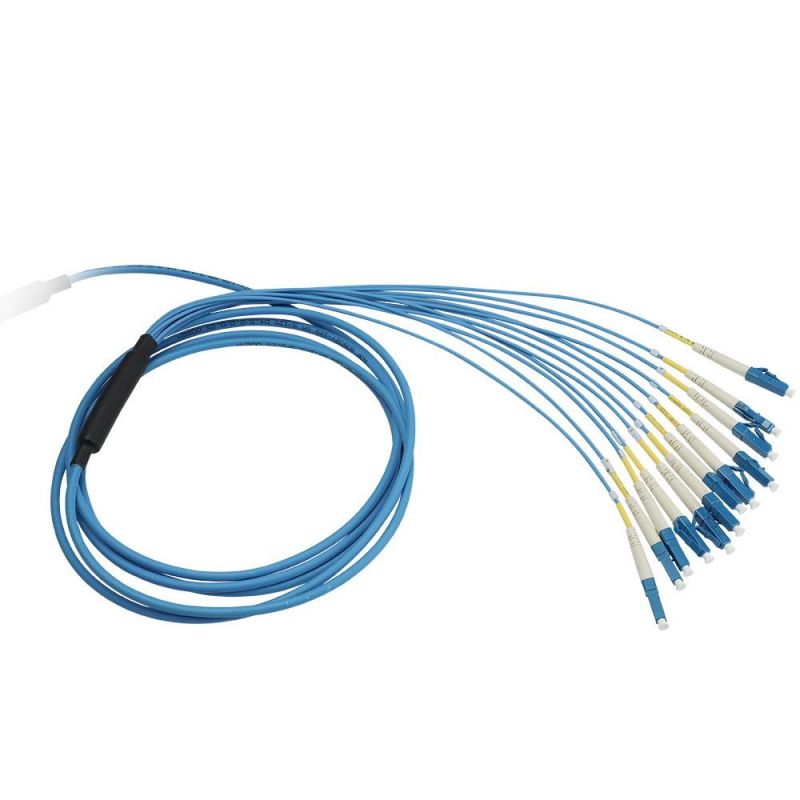 LC G652D 12 Cores Fanout Fiber Optic Fanout 5 Meters with Metal Fanout Kit