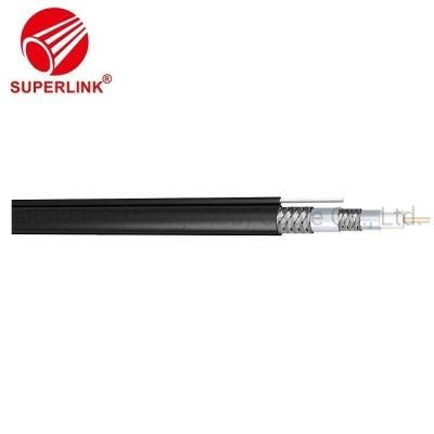 Drop Cable RG6 Tri Shield with Messenger Coaxial Cable CCS 75ohm PE Jacket Satellite Antenna Cable