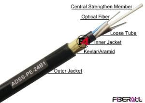 24 Fibers Nonmetal ADSS All-Dielectric Self-Supporting Optical Cable with Kevlar